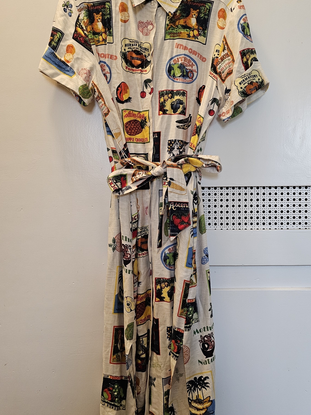 Jane + Delancey Tropical Fruit Print Button-Up Shirt Dress